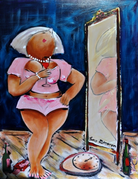 Theo Broeren + Roze voor de spiegel